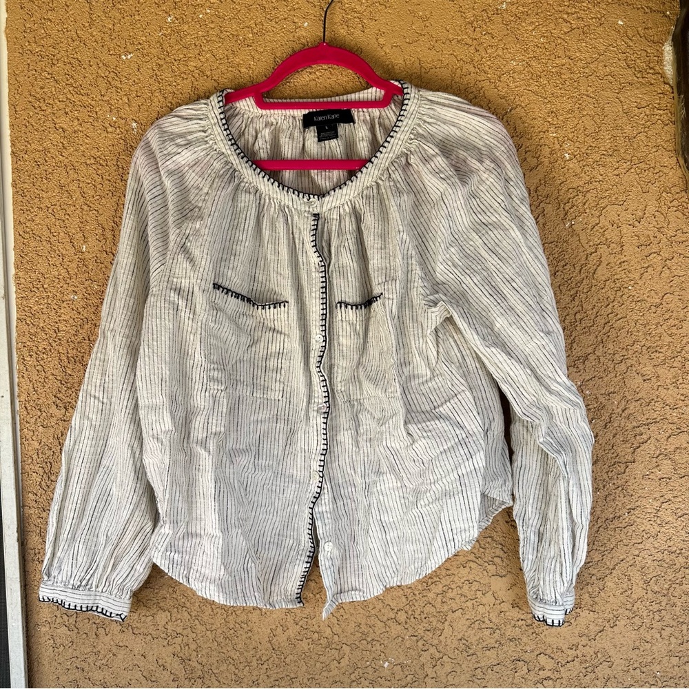 Chic Karen Kane Striped Button-Up Blouse